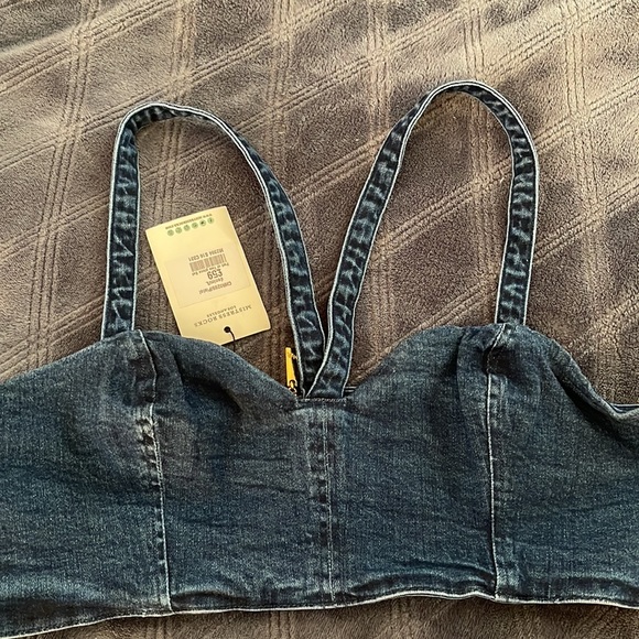 Mistress Rocks x House Of CB “Pistol” Cross Front Denim Crop Top Size L - Picture 8 of 10